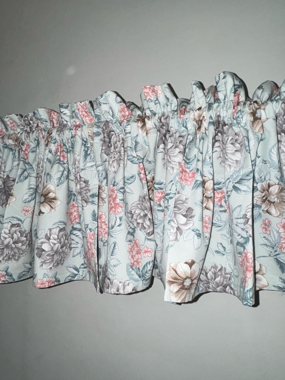 New Set Of 2 Floral Valance Curtain - Light Blue